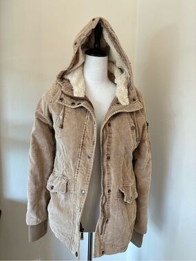 Y2K BCBGeneration Corduroy and Cream Faux-Shearling Jacket